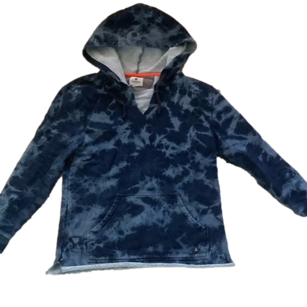 Sperry blue tie dyed hooded sweatshirt size small pullover top long sleeve